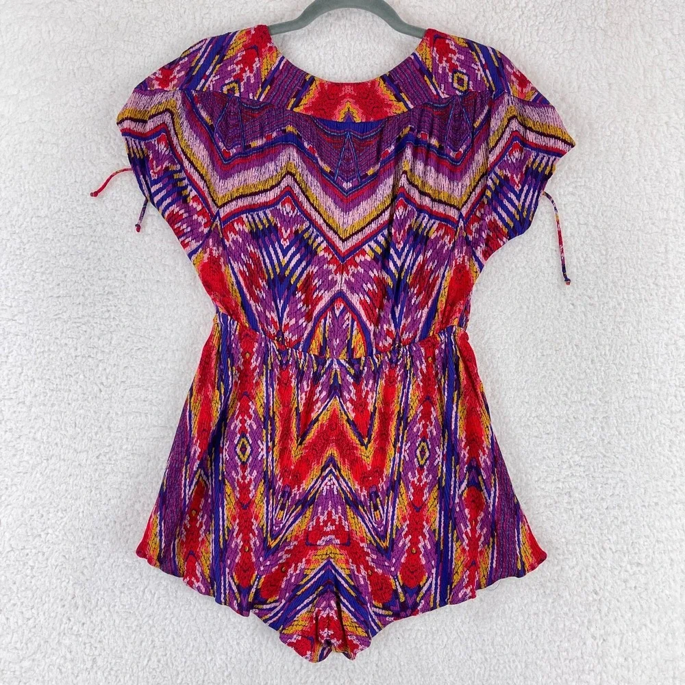 Free‎ People Dream All Night Printed Playsuit Romper Womens Short Sleeve Size XS